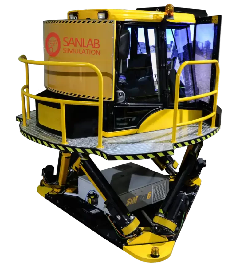 Heavy equipment simulator provided with 6dof motion platform.