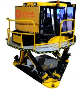 6DOF Backhoe Loader systems. VR Heavy equipment simulator system with six degrees of freedom platform.