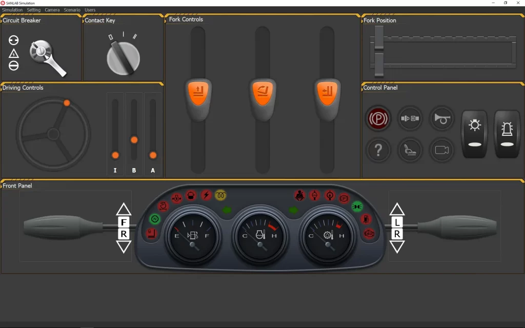 Close-up of the controllers used in the VR Forklift Simulator. Showcases the realistic design and functional controls for an immersive training experience.