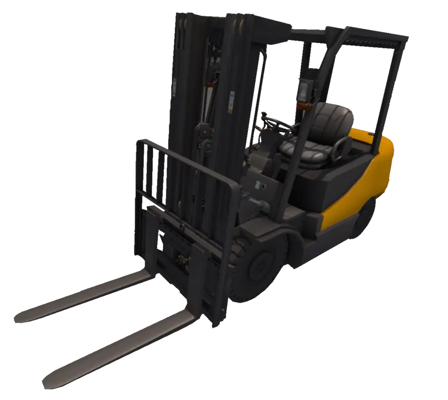 View inside the forklift VR environment, showcasing the detailed and immersive interface. Highlights the realistic controls and surroundings for an enhanced training experience.