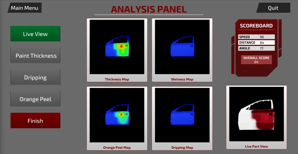 painting simulator analysis screen
