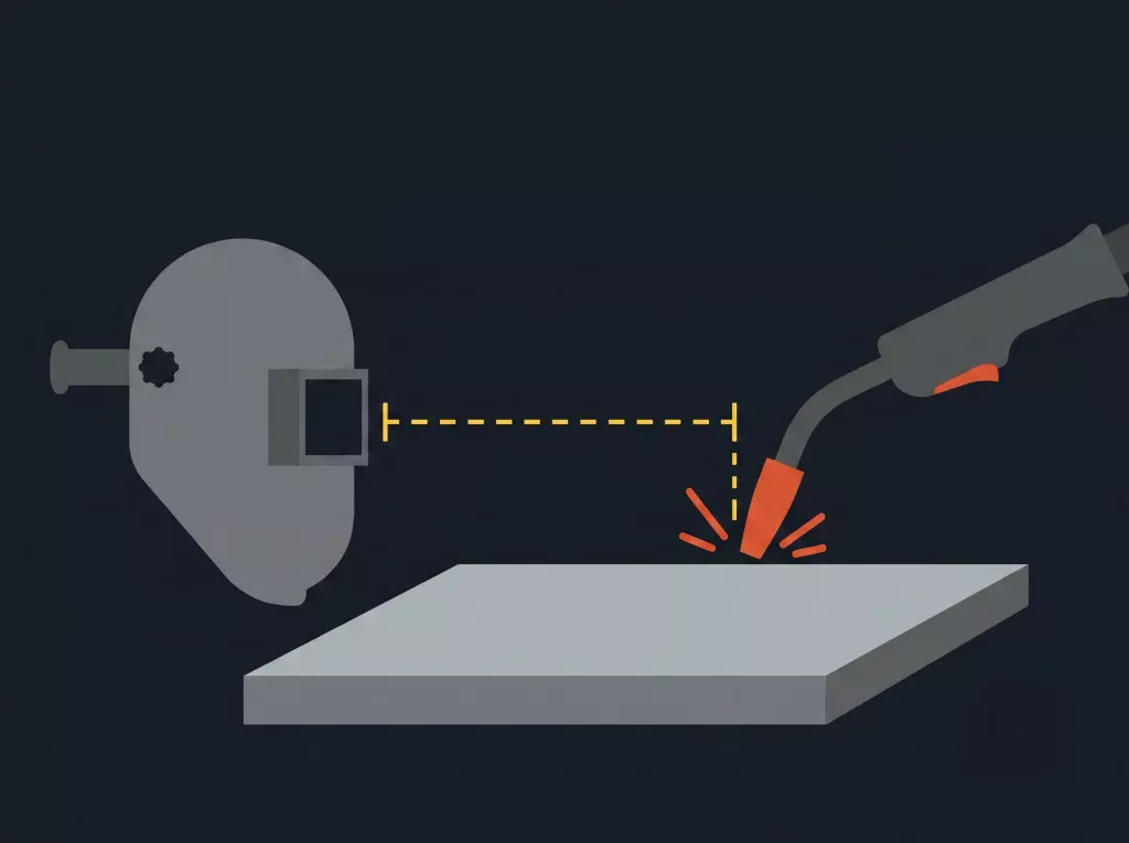 Helmet-to-plate distance tracked by the SANLAB welding simulator mask and torch motion tracking