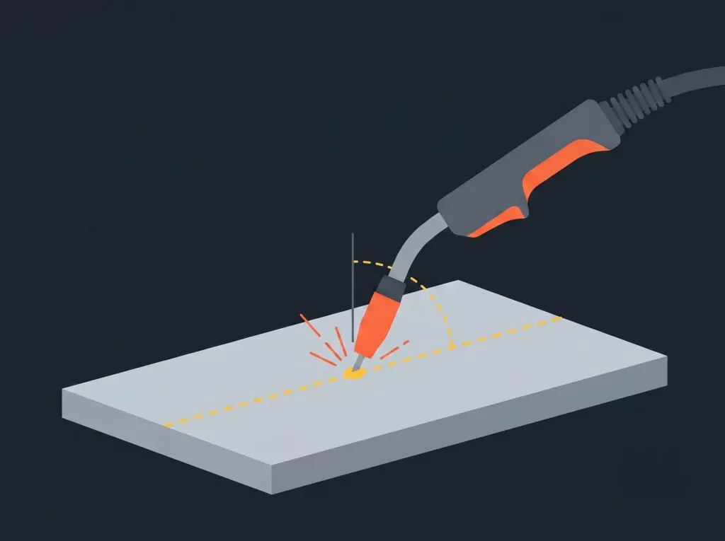 Torch and travel angle measured by the SANLAB welding simulator during a weld pass